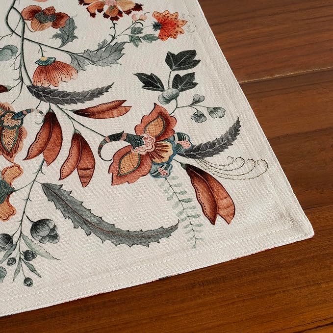 Maison d' Hermine Placemats Set of 4 100% Cotton Washable Cloth Place Mats, Reusable Table Mats for Thanksgiving Christmas Decorations Kitchen Dining Party Wedding Restaurant (Dalida, 13" x 19")