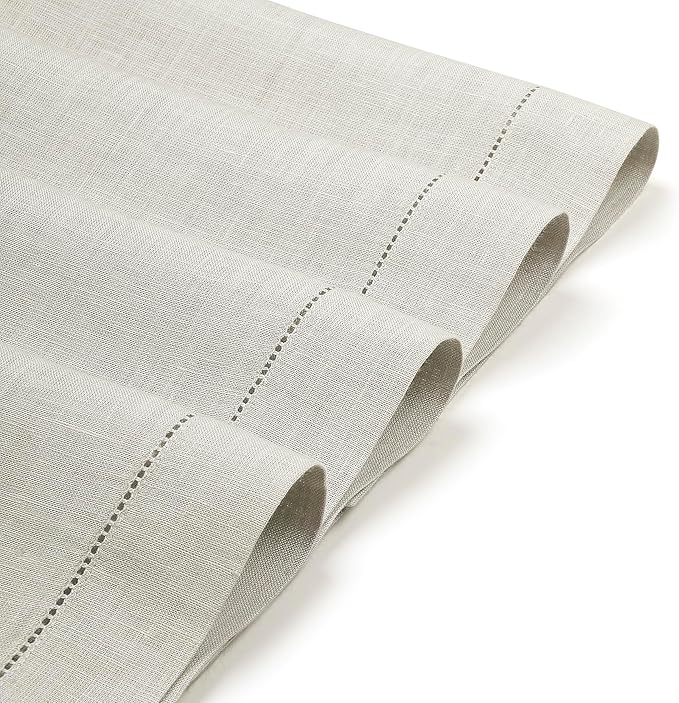 D'Moksha Homes Silver Grey Linen Cloth Placemats Set of 4-100% Pure Linen Hemstitch Placemats 14 x 19 Inch - Classic Hemstitch Table Place Mats for Thanksgiving - Handcrafted and Machine Washable
