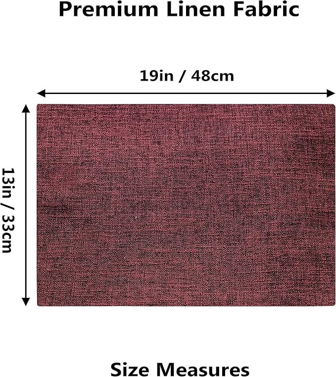 Home Brilliant Red Placemats Set of 4 Cloth Placemat for Holiday Christmas Heat Resistant Dining Table Mats Kitchen Washable Place Mats, Wine Red