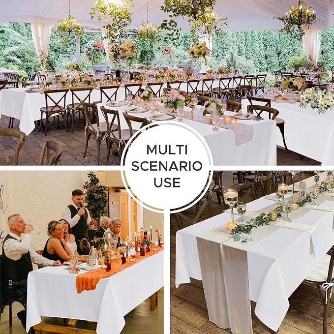 Fitable 8 Pack Table Cloth Rectangle Table: Stain and Wrinkle Resistant Tablecloth Rectangular, Washable Polyester Tablecloths for Wedding Party Dining Banquet Event Catering(White, 70x108 Inch)