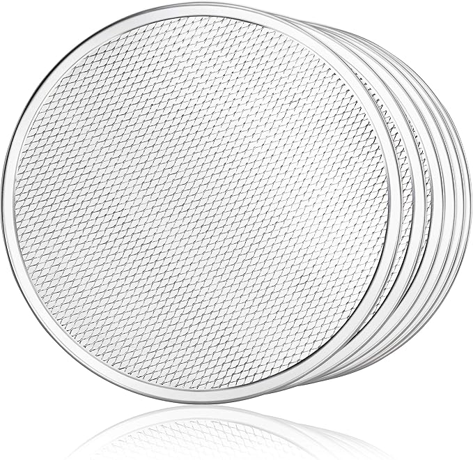 New Star Foodservice 50950 Restaurant-Grade Aluminum Pizza Baking Screen, Seamless, 12-Inch, Pack of 6