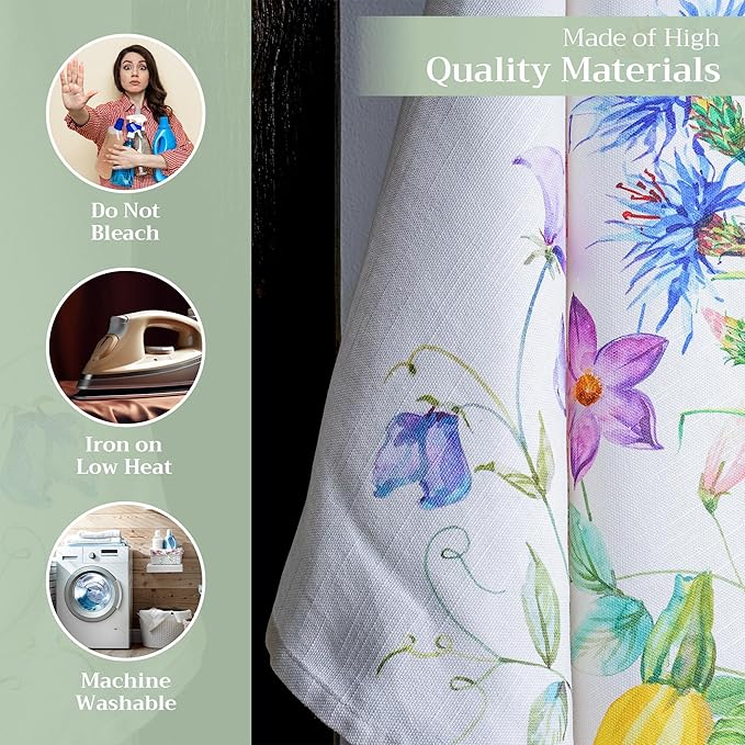 Maison d' Hermine Kitchen Towels Set of 3 100% Cotton 27.50" x 20" Reusable Cloth Tea Dish Towels Absorbent with Hanging Loop for Kitchen, Home, Dining, Cocktail Parties Spring/Summer (Giverny)