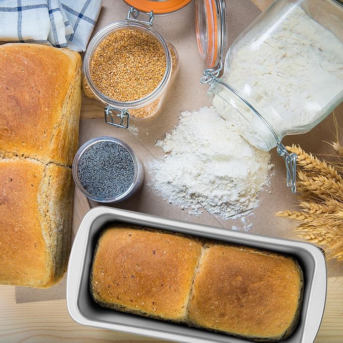 Patelai 4 Pack Small Loaf Pans for Baking Bread Non Stick Bread Pan Rectangle Baking Tray Toast Mold (Silver,7.2 x 3.7 Inch)
