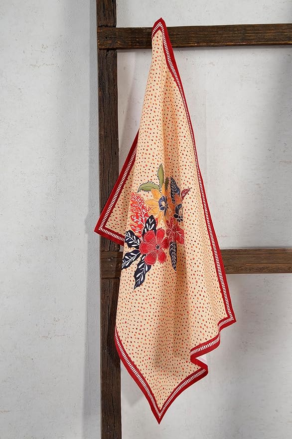 Maison d' Hermine Kitchen Towels Set of 3 100% Cotton 20" x 27.5" Reusable Cloth Tea Dish Towels Absorbent with Hanging Loop for Kitchen Dining Thanksgiving Christmas Decorations (Orient)