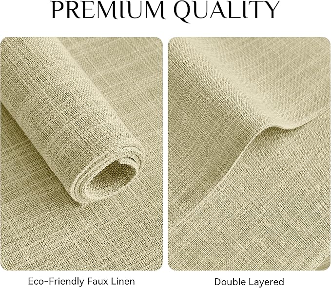 Softalker Faux Linen Placemats Set of 6-12 x 18 Inch, Heat Resistant Double Layered Durable Burlap Farmhouse Place Mats, Non-Slip Washable Rustic Table Mats for Dining, Kitchen, Party（Light Linen