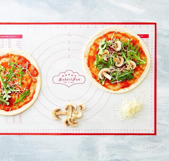 Silicone Pastry Mat Standard 15 x 10 in Nonstick Dough Rolling Mat with Measurements Inch and cm Circles Conversion Charts BPA Free Heat Resistant to 450 F Dishwasher Safe