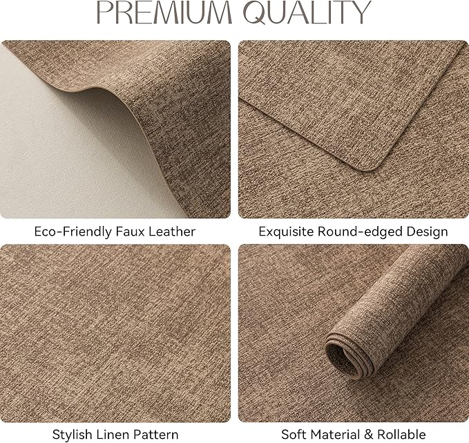 Romanstile Vinyl Placemats Set of 12-12 X 18 Inch - Heat Resistant Place Mats 100% Waterproof Oilproof Wipeable Reversible Faux Leather Table Mats for Kitchen/Dining/Party/Outdoor, Coffee