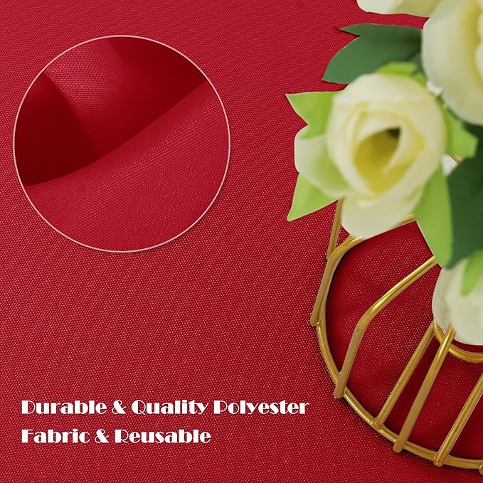 sancua Rectangle Tablecloth - 90 x 156 Inch - Water Resistant Spill Proof Washable Polyester Table Cloth, Decorative Fabric Table Cover for Dining Tables, Buffet Parties and Camping, Red