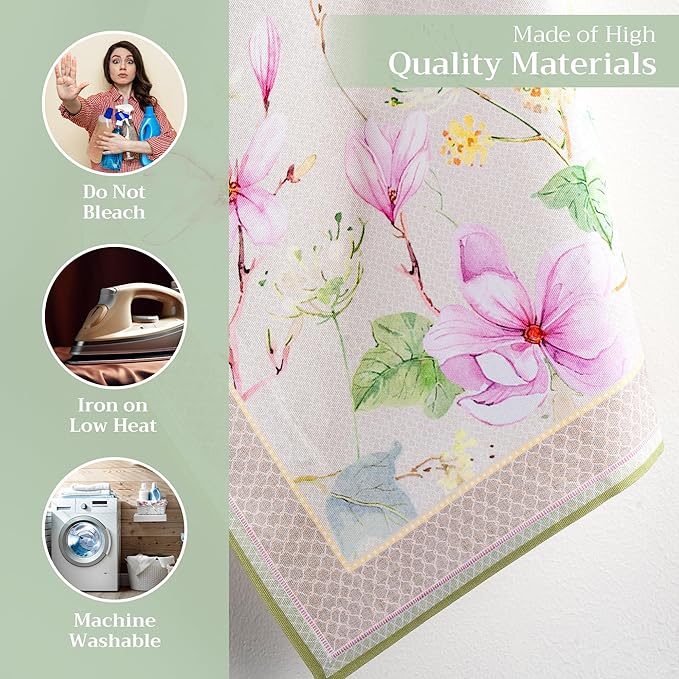 Maison d' Hermine Kitchen Towels Set of 2 100% Cotton 27.50" x 20" Reusable Cloth Tea Dish Towels Absorbent with Hanging Loop for Kitchen, Dining, Cocktail Parties Spring/Summer (Magnolia Mornings)