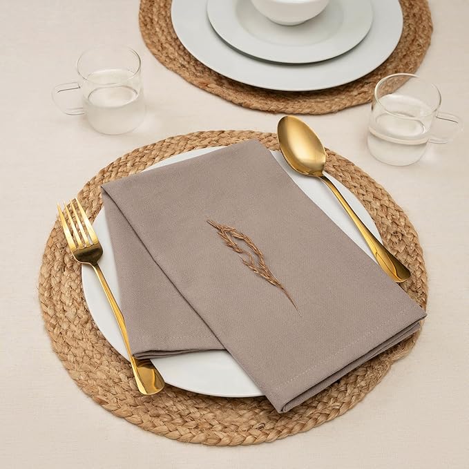 Blue Needles Solid Cloth Napkins Set of 12 Chocolate Brown 100% Cotton Dinner Napkins 18x18 inches - Soft, Reusable, Absorbent, Washable Fall Thanksgiving Linen Ideal for Event, Parties & Everyday Use