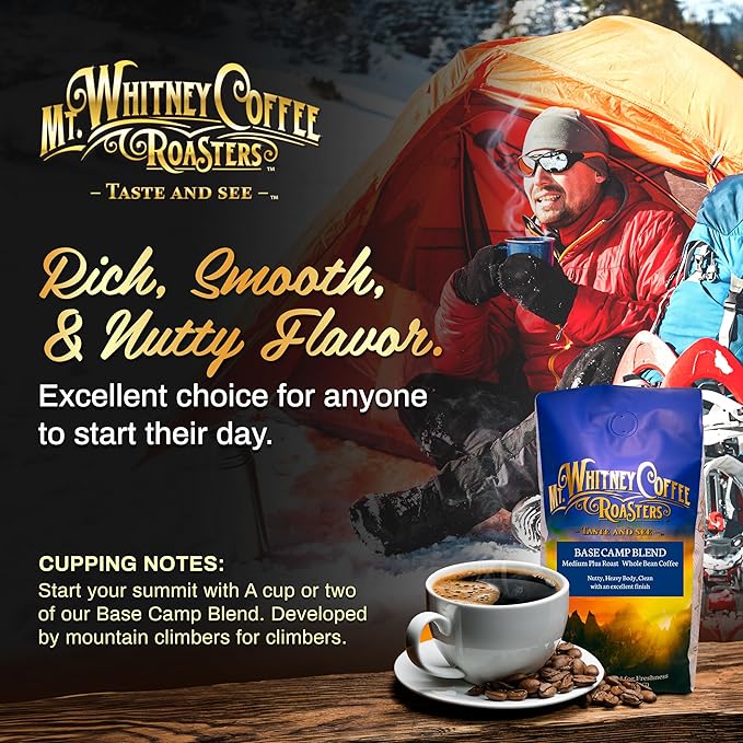 Mt. Whitney Base Camp Blend Coffee Beans - Medium Dark Roast Coffee, Low Acid Coffee - Ground Coffee, 2 pound (Pack of 1)