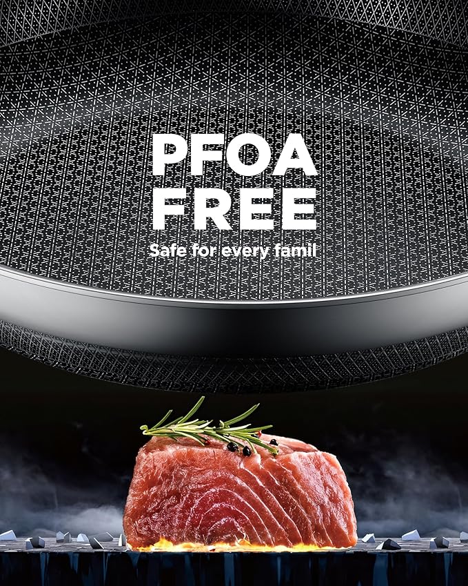 Non Stick Frying Pans, 8+10+12 inch with 2 Lid, Hybrid Frying Pans Set Nonstick,non stick Skillets Stainless Steel, Dishwasher & Oven-Safe, Induction Compatible Cooking Pan, PFOA Free Cookware