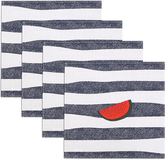 RUVANTI Cloth Napkins Set of 6 Cotton 100%, 18x18 Inches Napkins Cloth Washable, Soft, Absorbent. Cotton Napkins for Parties, Christmas, Thanksgiving, Weddings, Dinner Napkins Cloth - Watermelon