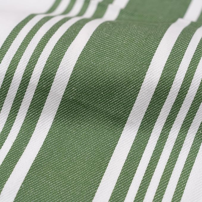 Olive Green Stripes Kitchen Towels - 6 Pack, 30"x20", 100% Cotton Olive Green Dish Towels with Hanging Loop - Lint-Free, Absorbent, Reusable, Washable, Large Size and Durable Dish Rags