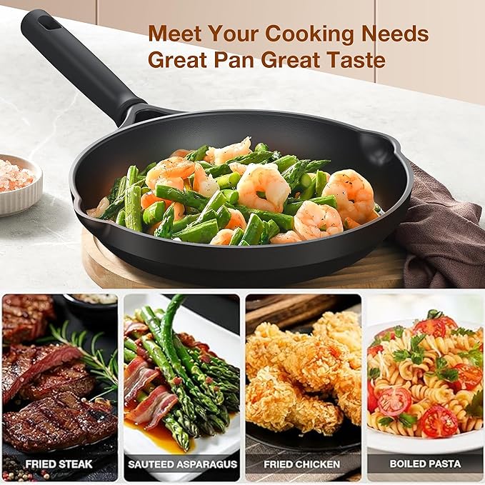 PekGema Nonstick Frying Pan 10 Inch, Non Stick Skillet Omelette Pan, Induction Skillet, Compatible with All Stovetops, PFOA PFAS Free