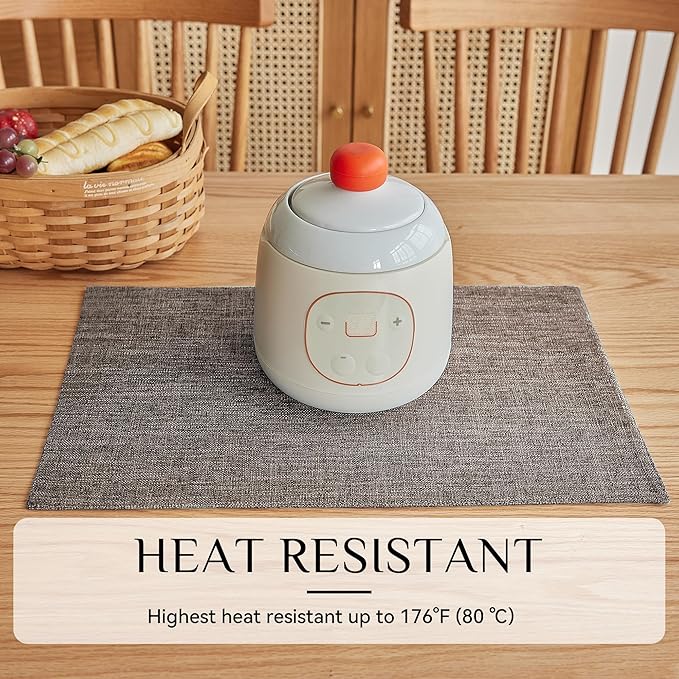 Softalker Faux Linen Placemats Set of 6-12 x 18 Inch, Heat Resistant Double Layered Durable Burlap Farmhouse Place Mats, Non-Slip Washable Rustic Table Mats for Dining, Kitchen, Party,Natural Linen