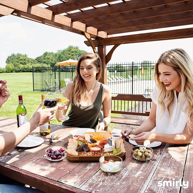 SMIRLY Charcuterie Boards Set - Large Bamboo Cheese Board Set - House Warming Gifts New Home, Wedding Gift for Couple, Bridal Shower Gift, Birthday Gifts for Women