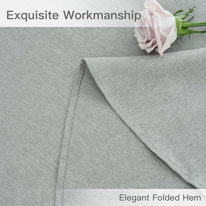 maxmill Linen Textured Tablecloth Spill-Proof Stainproof Wrinkle Free Washable Fabric Table Cloth for Circular Table Cover, Dining Room Buffet Banquet Party Holiday Dinner, Round 70 Inch Light Grey