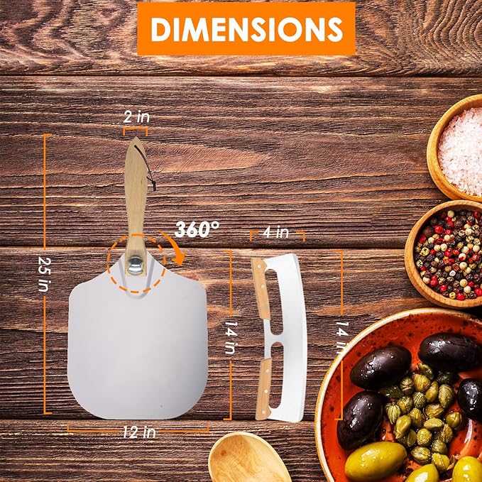 Aluminum Metal Pizza Peel 12 x 14 Inch, Rectangular, Silver, Pizza Peel, Pizza Peels