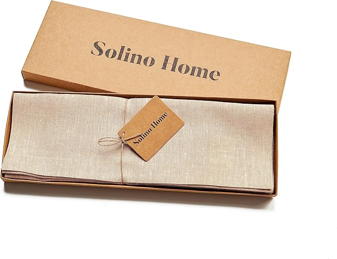 Solino Home Linen Square Placemats Set of 4 - Champagne Beige Placemats 14 x 14 Inch - 100% Pure Linen Table Mats for Fall, Autumn, Thanksgiving, Christmas - Athena