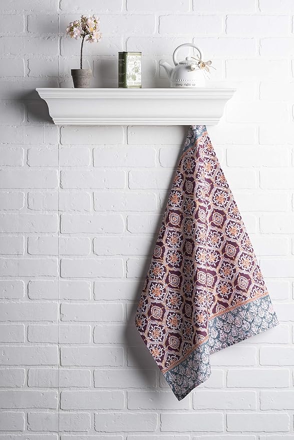 Maison d' Hermine Kitchen Towels Set of 3 100% Cotton 20" x 27.5" Reusable Cloth Tea Dish Towels Absorbent with Hanging Loop for Kitchen Dining Thanksgiving Christmas Decorations (Fair Isle)