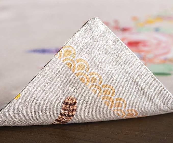 Maison d' Hermine Placemats Set of 4 100% Cotton Washable Cloth Place Mats, Reusable Table Mats for Kitchen Dining Decoration, Party, Wedding, Restaurant Spring/Summer (Ibiza - Beige, 13" x 19")