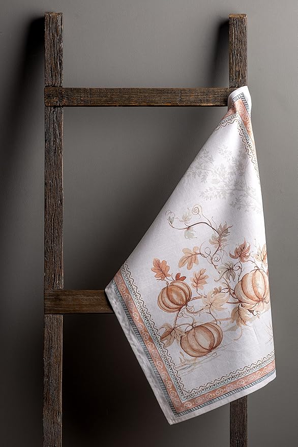 Maison d' Hermine Kitchen Towels Set of 3 100% Cotton 20" x 27.5" Reusable Cloth Tea Dish Towels Absorbent with Hanging Loop for Kitchen Dining Thanksgiving Christmas Decorations (Giving Thanks)