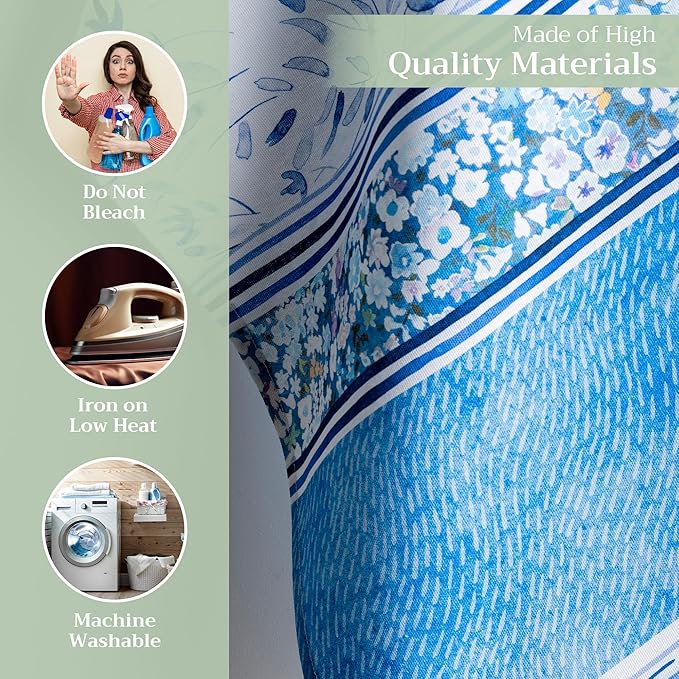 Maison d' Hermine Kitchen Towels Set of 3 100% Cotton 27.50" x 20" Reusable Cloth Tea Dish Towels Absorbent with Hanging Loop for Kitchen, Home, Dining, Cocktail Parties Spring/Summer (Summer Blues)