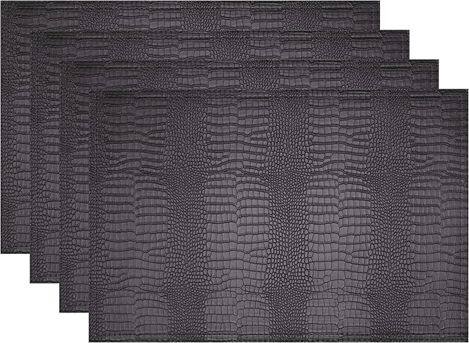 Faux Leather Hardboard Placemats, Set of 4 PU Table Mats, Easy to Clean, Heat & Stain Resistant for Office Conference Table,Dining Home Decor