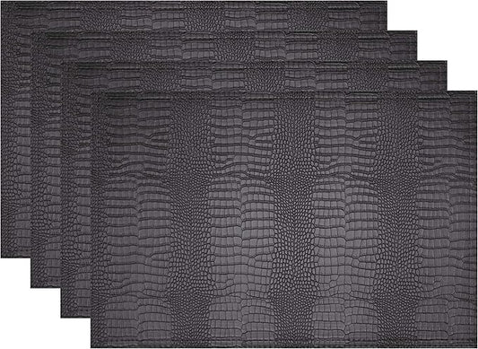 Faux Leather Hardboard Placemats, Set of 4 PU Table Mats, Easy to Clean, Heat & Stain Resistant for Office Conference Table,Dining Home Decor