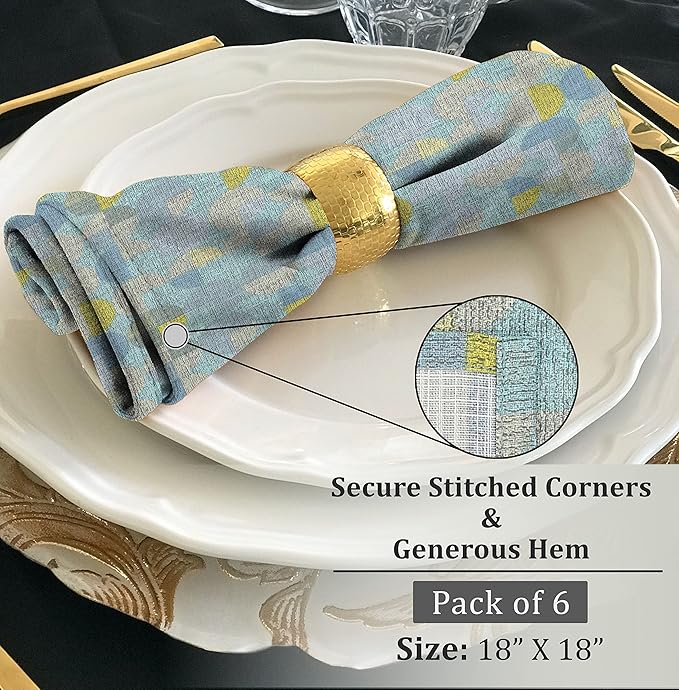 RUVANTI Cloth Napkins Set of 6 Cotton 100%, 18x18 Inches Napkins Cloth Washable, Soft, Absorbent. Cotton Napkins for Parties, Christmas, Thanksgiving, Weddings, Dinner Napkins Cloth - Quarterly