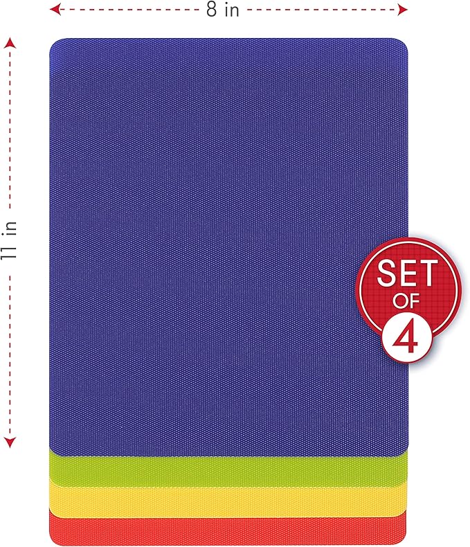 Dexas Heavy Duty Grippmat Flexible Cutting Board Set of Four 8 x 11 inches