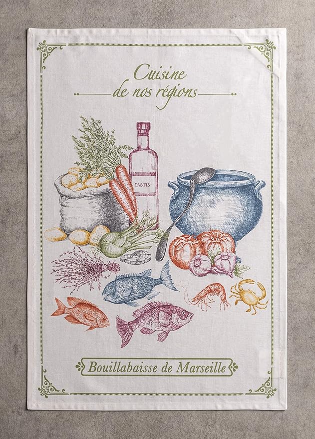 Maison d' Hermine Kitchen Towels Set of 3 100% Cotton 27.50" x 20" Reusable Cloth Tea Dish Towels Absorbent with Hanging Loop for Kitchen, Home, Dining, Cocktail Parties Spring/Summer (Gastronomie)