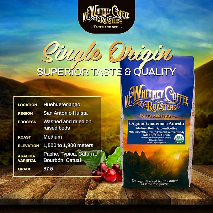 Mt. Whitney Guatemala Adiesto Cooperative Organic Low Acid Coffee (Ground, 2 lb)