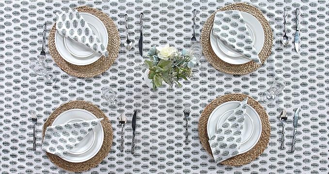 Ridhi -Emerald Green Cotton Tablecloth, Handblock Print Floral Table Cloth for Kitchen Dining Linen I Thanksgiving, Christmas, Wedding, Fall Décor 4 Seater 60x60 Inches Square