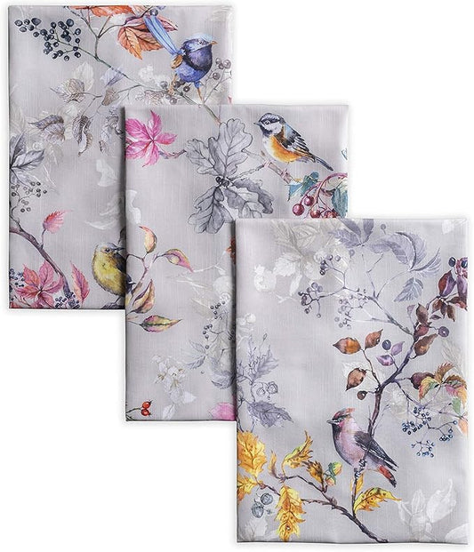 Maison d' Hermine Kitchen Towels Set of 3 100% Cotton 20" x 27.5" Reusable Cloth Tea Dish Towels Absorbent with Hanging Loop for Kitchen Dining Thanksgiving Christmas Decorations (Equinoxe - Grey)