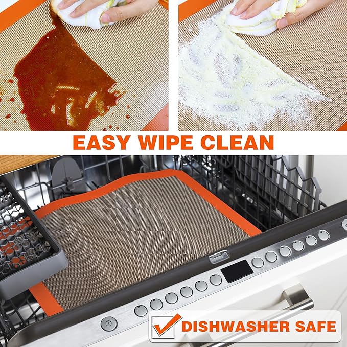 Silicone Baking Mats for Quarter Sheet - Best German Silicone - Non Slip Silicone Baking Sheet, Non Stick Reusable Silicone Mats for Baking, Oven Liner, Counter Mat