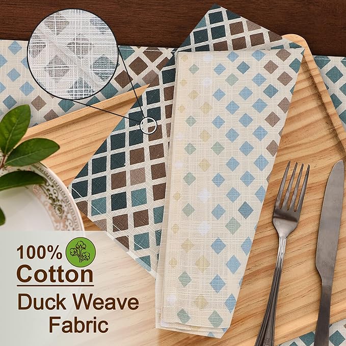 RUVANTI Cloth Napkins Set of 6 Cotton 100%, 18x18 Inches Napkins Cloth Washable, Soft, Absorbent. Cotton Napkins for Parties, Christmas, Thanksgiving, Weddings, Dinner Napkins Cloth - Faded