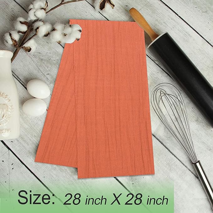 RUVANTI Flour Sack Towels 4 Pack 28x28 Inch, 100% Cotton Tea Towel, Reusable, Machine Washable, Absorbent BarTowels - Dish Cloth Perfect for Drying Dishes & Cleaning - Orange