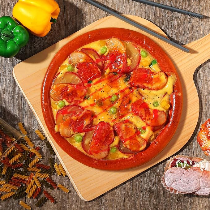 Nuogo 4 Pcs Wood Pizza Peel 12 Inch Wood Pizza Spatula Paddle Natural Cutting Board with Handle for Restaurant Baking Homemade Bread Cutting Fruit Vegetables Cheese