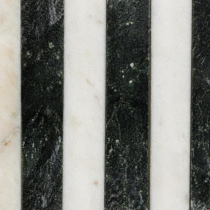 Bloomingville Marble Cheese and Cutting Board with Stripes, Black and White