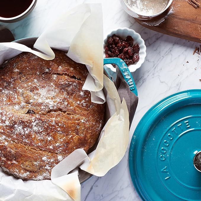 STAUB Cast Iron Round Cocotte, Dutch Oven, 4-quart, serves 3-4, Made in France, Turquoise