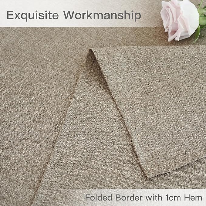 maxmill Square Linen Textured Tablecloth Waterproof Spillproof Wrinkle Free Soft Slubby Textured Table Cloth for Dinner and Party Washable Wipeable Fabric Table Cover Decoration, 60 x 60 Inch, Mocha