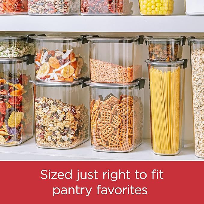 Rubbermaid Brilliance 12-Cup Airtight Food Storage Container, Perfect for Pantry Staples, Clear/Grey