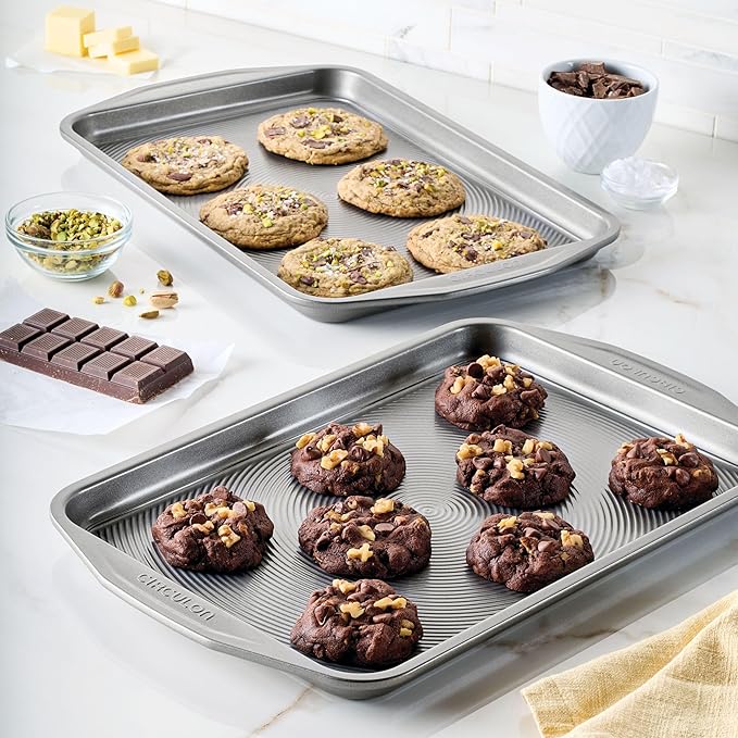Circulon Total Bakeware Set Nonstick Cookie Baking Sheets, 2 Piece, Gray