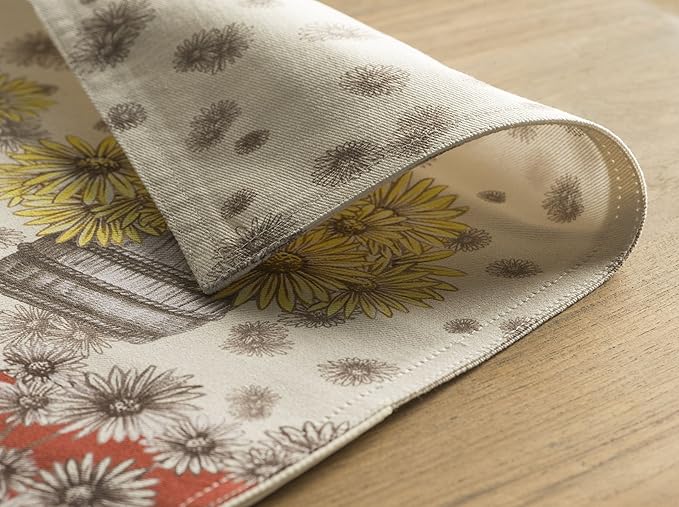 Maison d' Hermine Placemats Set of 4 100% Cotton Washable Cloth Place Mats, Reusable Table Mats for Thanksgiving Christmas Decorations Kitchen Dining Party Wedding Restaurant (Bagatelle, 13" x 19")