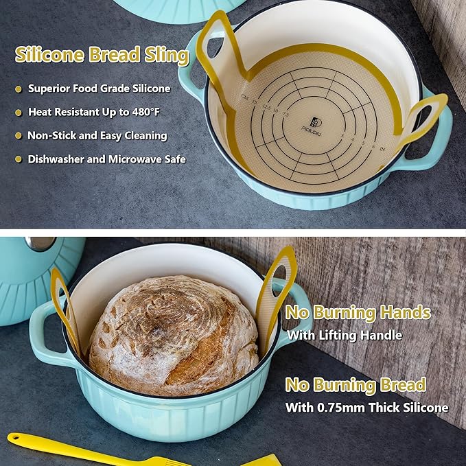 Sourdough Bread Baking Set, 10 Inch Oval & 9 Inch Round Banneton Bread Proofing Baskets with Linen Liner, Silicone Bread Sling, Danish Dough Whisk, Dough Scraper Kit, Silicone Brush & Spatula