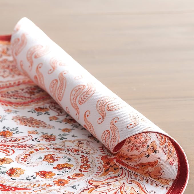 Maison d' Hermine Placemats Set of 4 100% Cotton Washable Cloth Place Mats, Reusable Table Mats for Thanksgiving Christmas Decorations Kitchen Dining Party Wedding Restaurant (Orient, 13" x 19")
