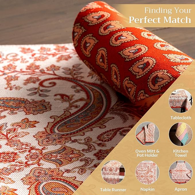 Maison d' Hermine Placemats Set of 4 100% Cotton Washable Cloth Place Mats, Reusable Table Mats for Thanksgiving Christmas Decorations Kitchen Dining Party Wedding Restaurant (Cachemire, 13" x 19")