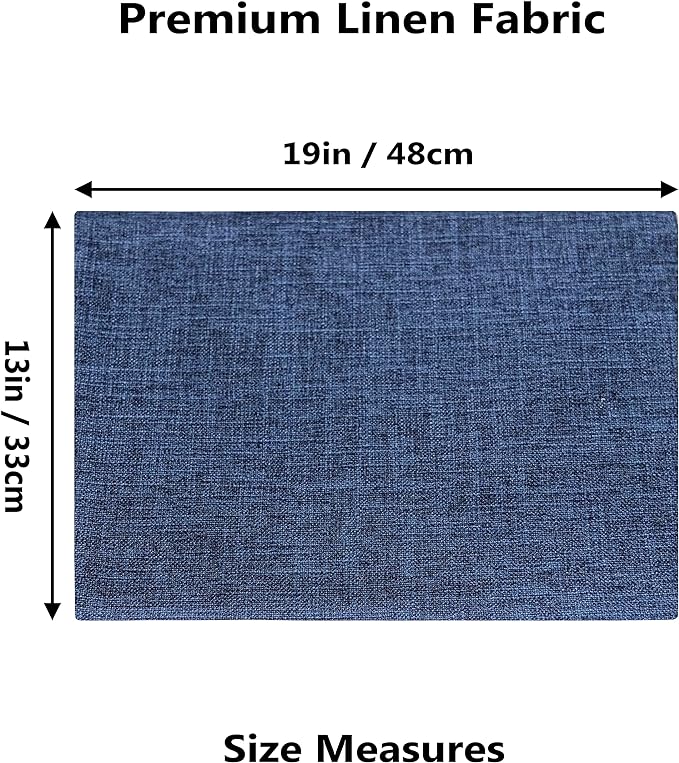 Home Brilliant Placemats Set of 6 Linen Blue Placemats Heat Resistant Dining Table Place Mats Kitchen Table Mats, Indigo